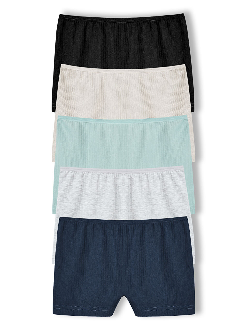 Gri Pamuklu Fitilli Dokulu Boxer Kadın Külot 5'li Paket