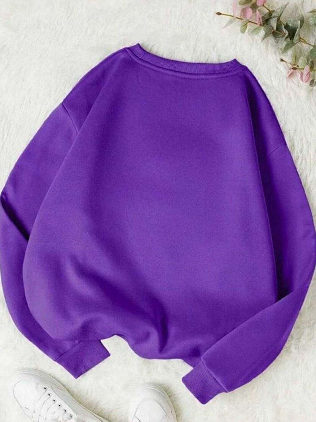 Kadın Mor Freedom Baskılı Oversize Bisiklet Yaka Sweatshirt-2