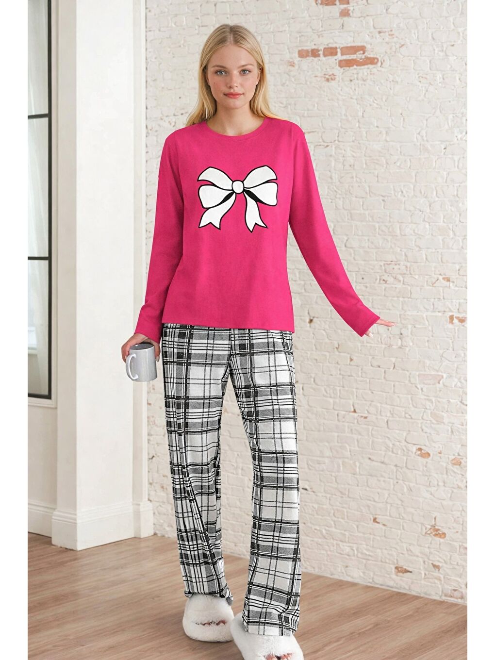 Pembe Kadın Pijama Takım-1