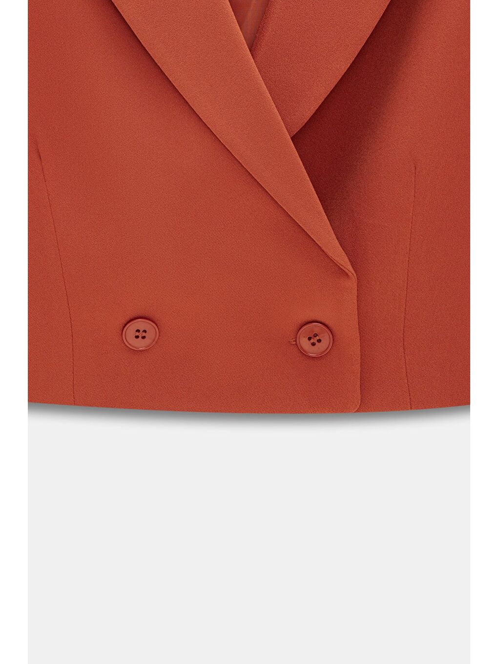 Kahverengi Kiremit Kadın Regular Fit Kruvaze Kapama Dokuma Crop Blazer Ceket -Şık & Spor-2