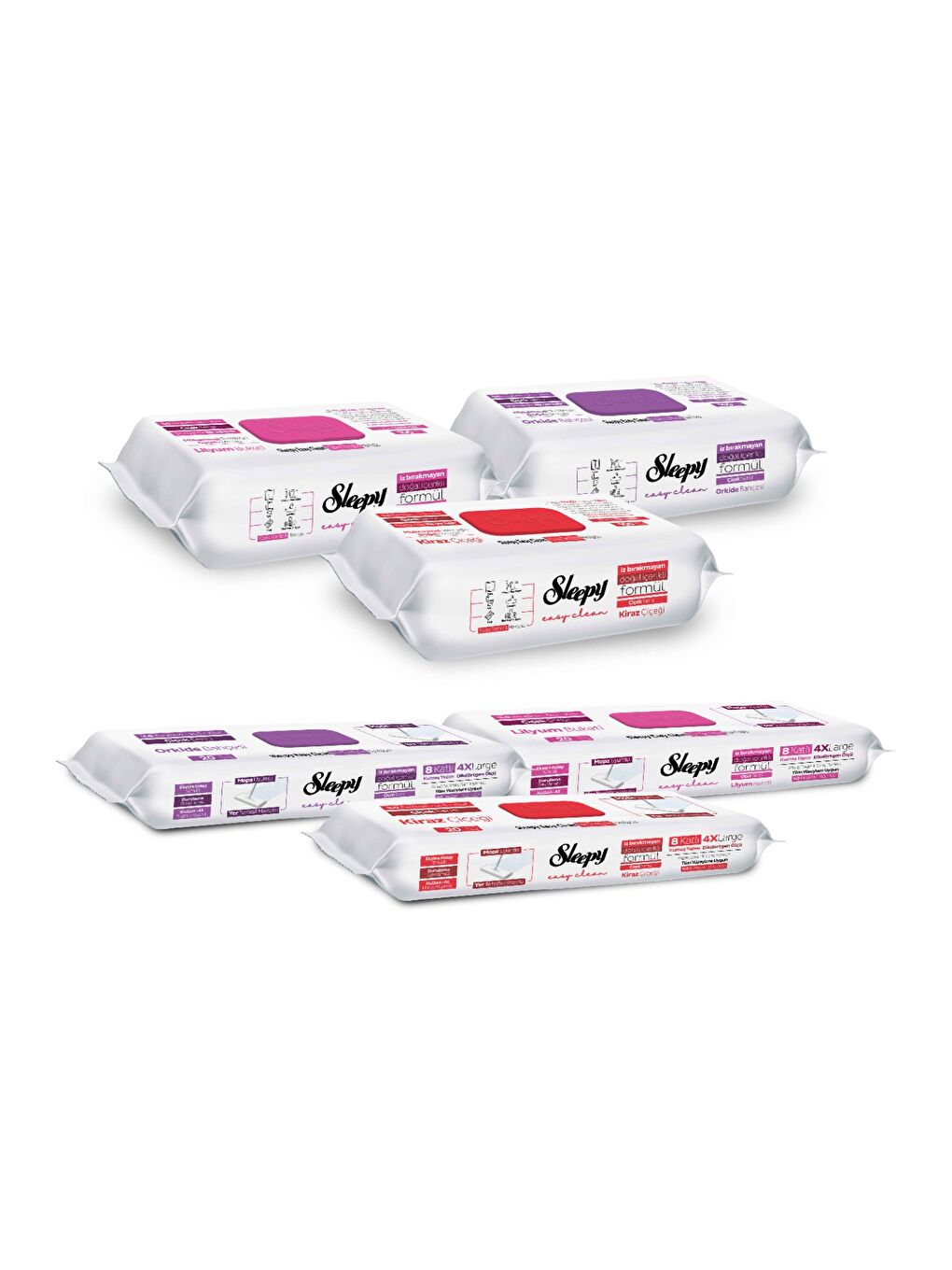 Easy Clean Çiçek Serisi 3x100 Yüzey & 3x20 Yer Temizlik Havlusu&Mendili Karma Paket-1