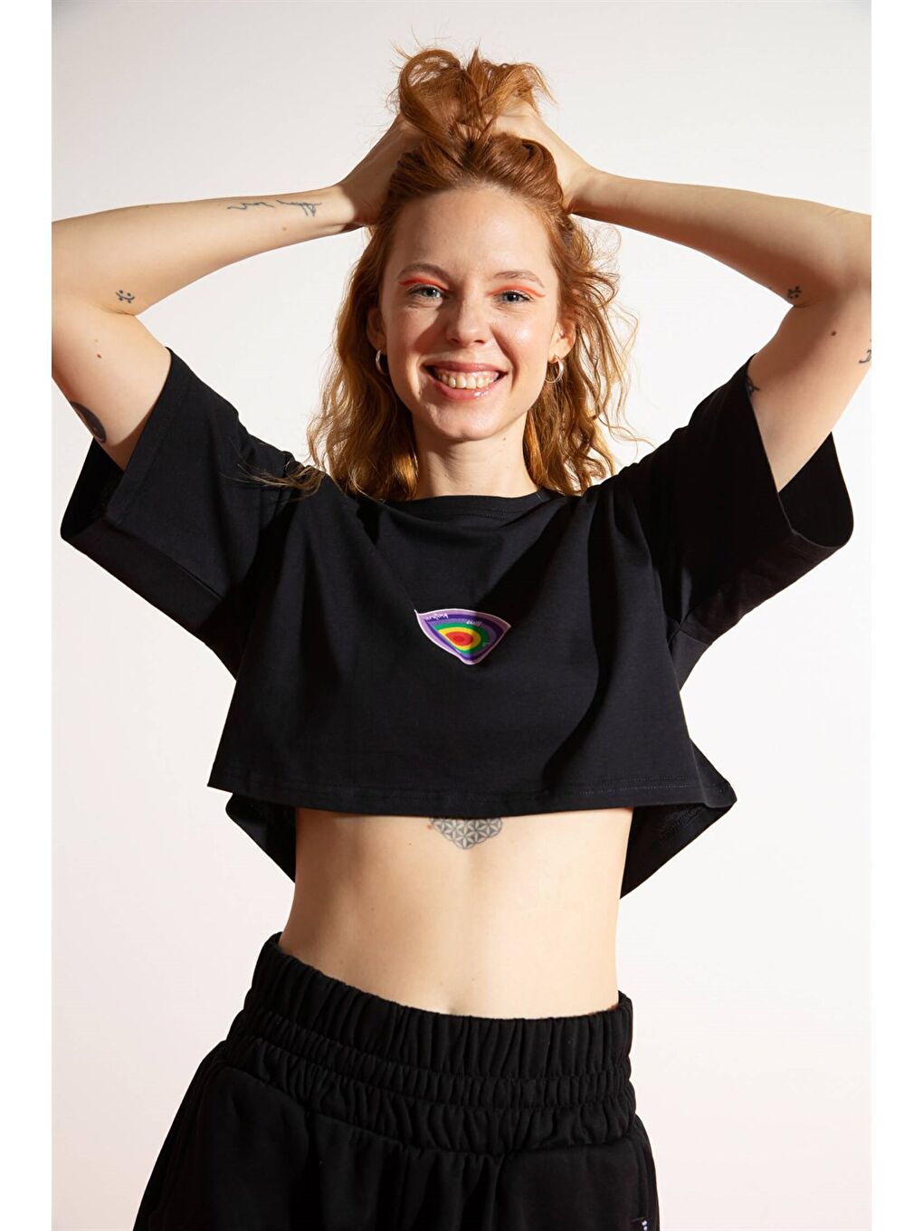 Kadın Kısa EWBO Siyah T-Shirt