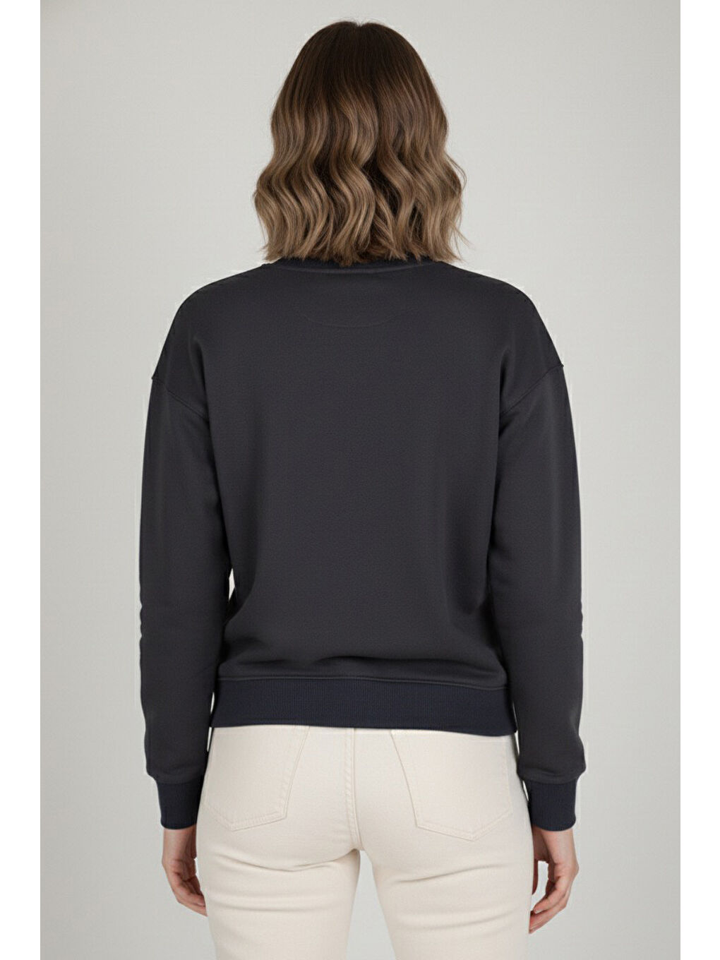 Baskılı İki İplik Sweatshirt Antrasit - 27990-ANTRASIT-2