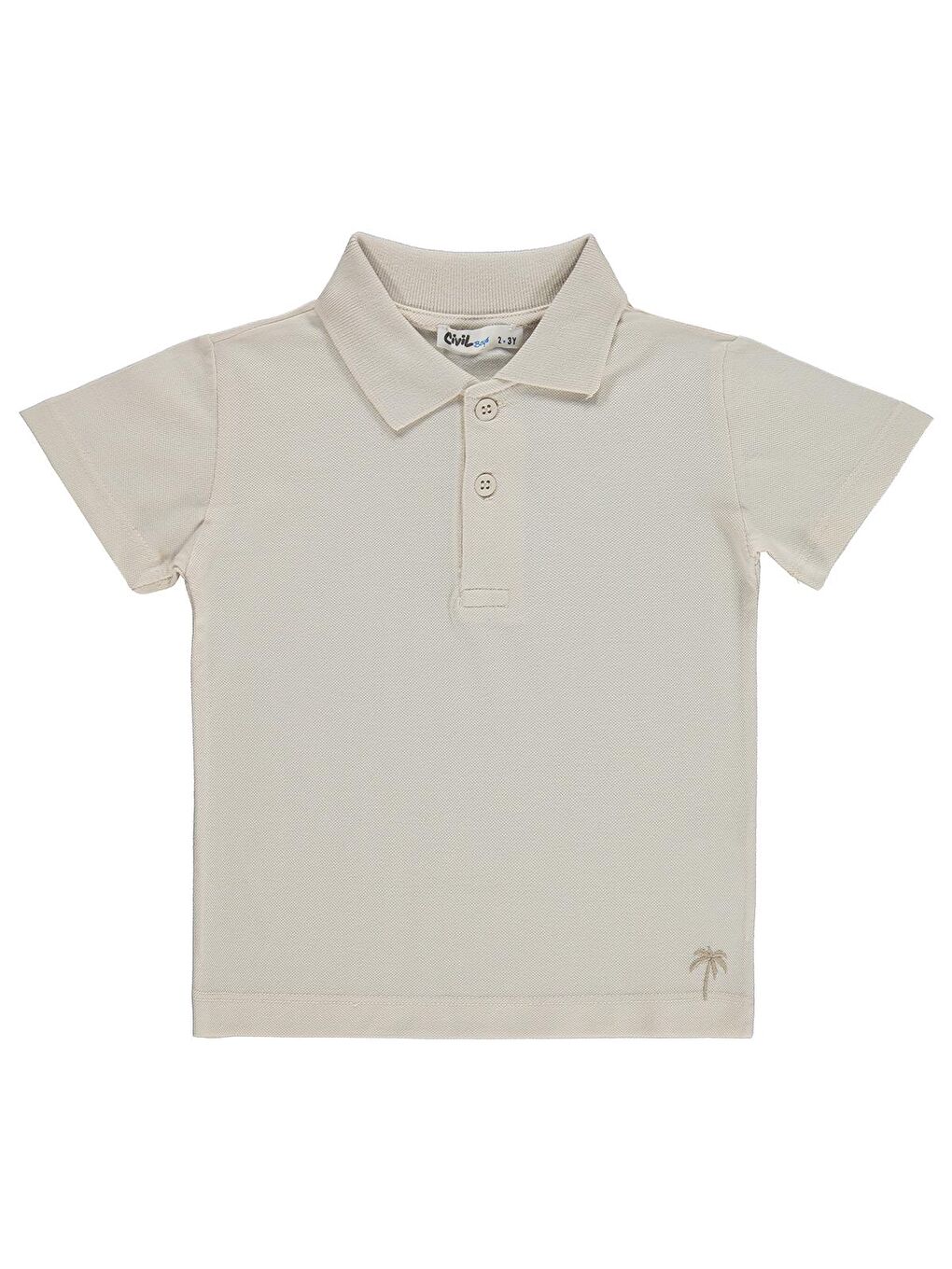 Boys Erkek Çocuk Palmiye Nakışlı Polo Yaka 2-5 Yaş Tişört - Bej
