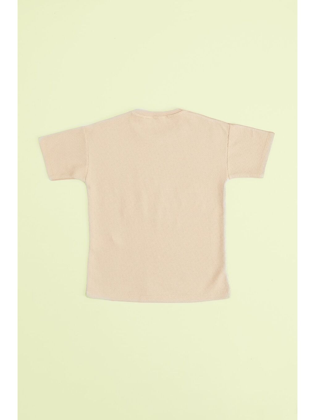 Bej Yazı Baskılı Petek Kumaş Erkek Çocuk Tişört-1