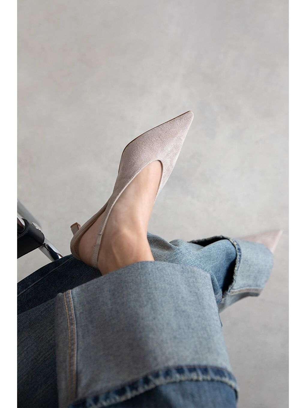 Alez Kadın Süet Topuklu Ayakkabı Bej-1