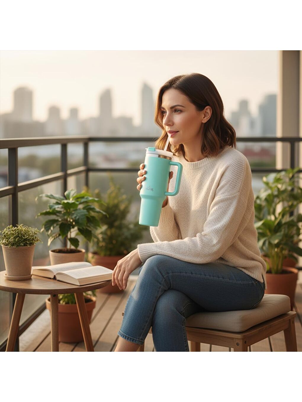 Vaha 1200 ml Çelik Termos, Su Yeşili & BiggDesign Cats Elektrikli Sıcak Su Torbası Seti-4