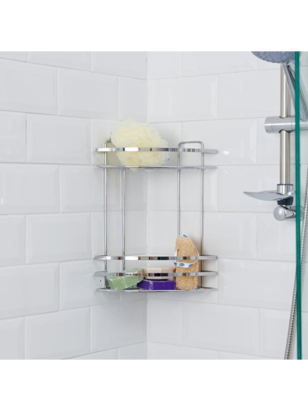 2 Katlı Lamalı Duş Rafı - Gri