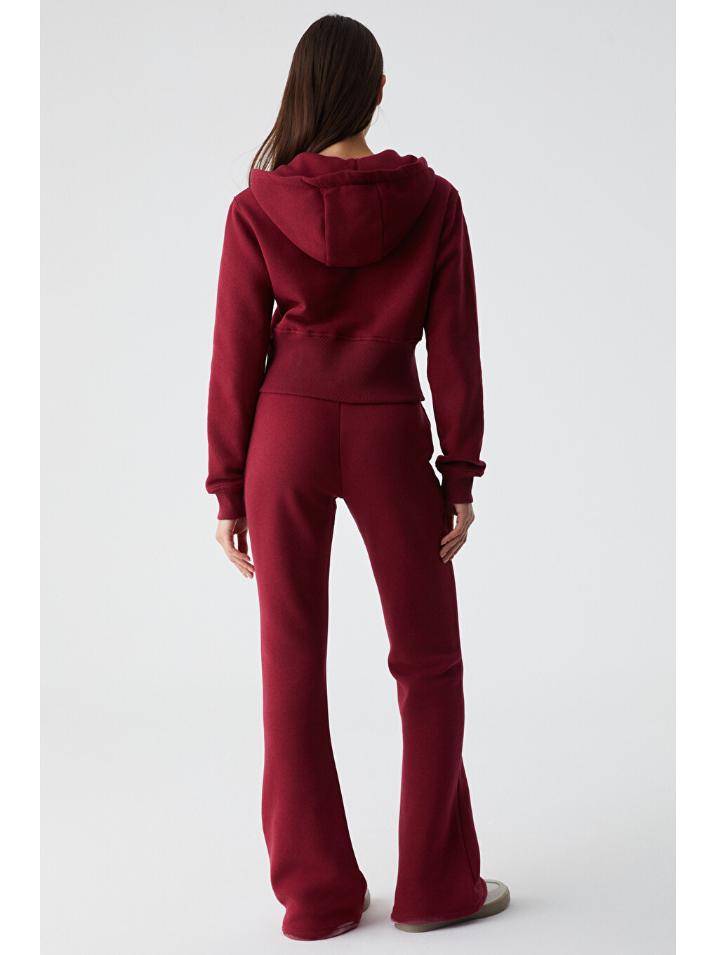 Iressıne Kadın Kapüşonlu Fermuarlı Uzun Kollu Regular Bordo Sweatshirt-3