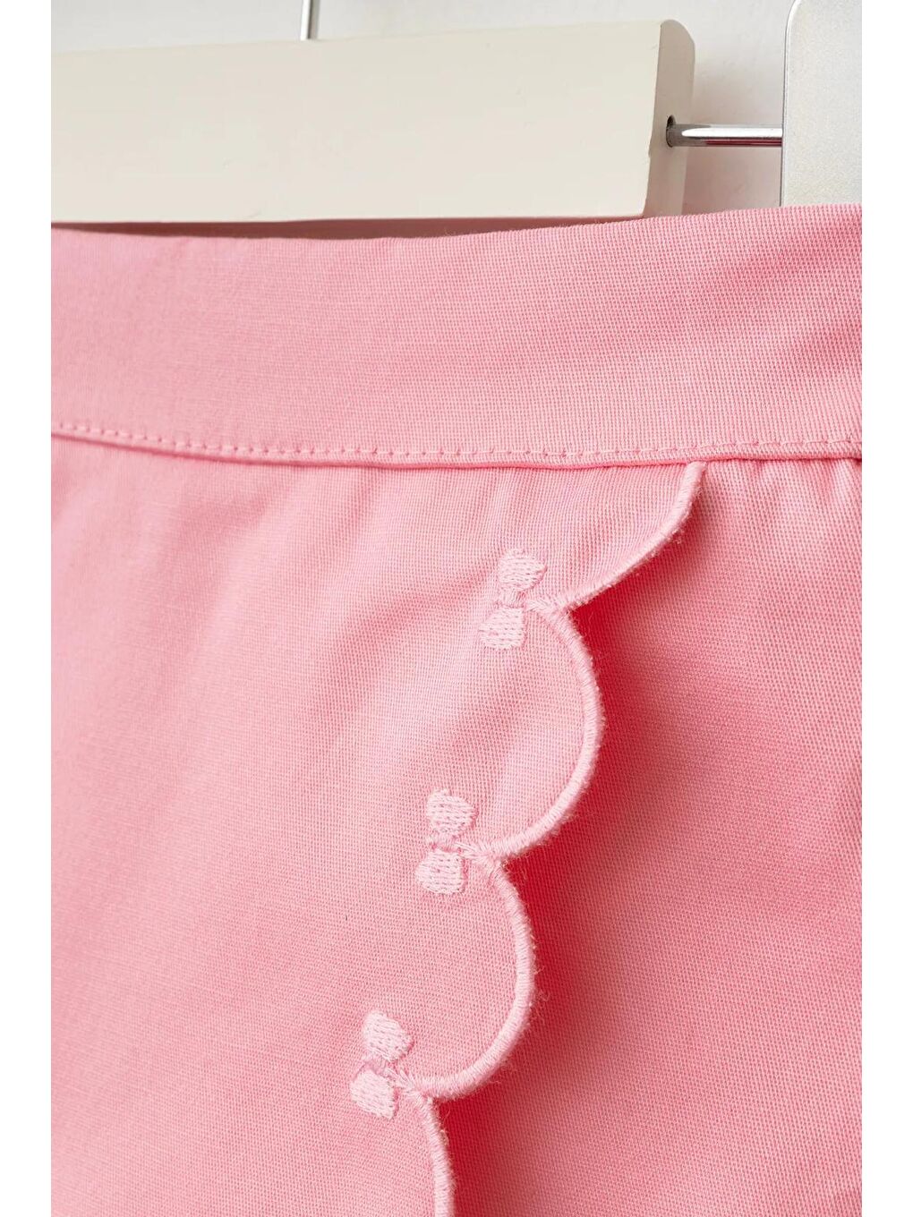 Kız Çocuk Pamuklu Pembe Fiyonklu Şort Etek-2