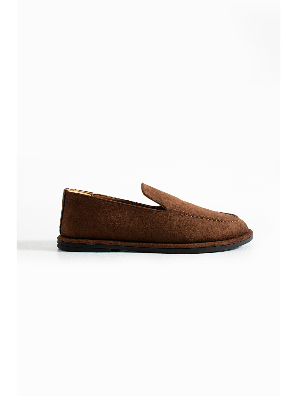 Kahverengi Konforlu Kadın Süet Mokasen Ayakkabı Loafer-1