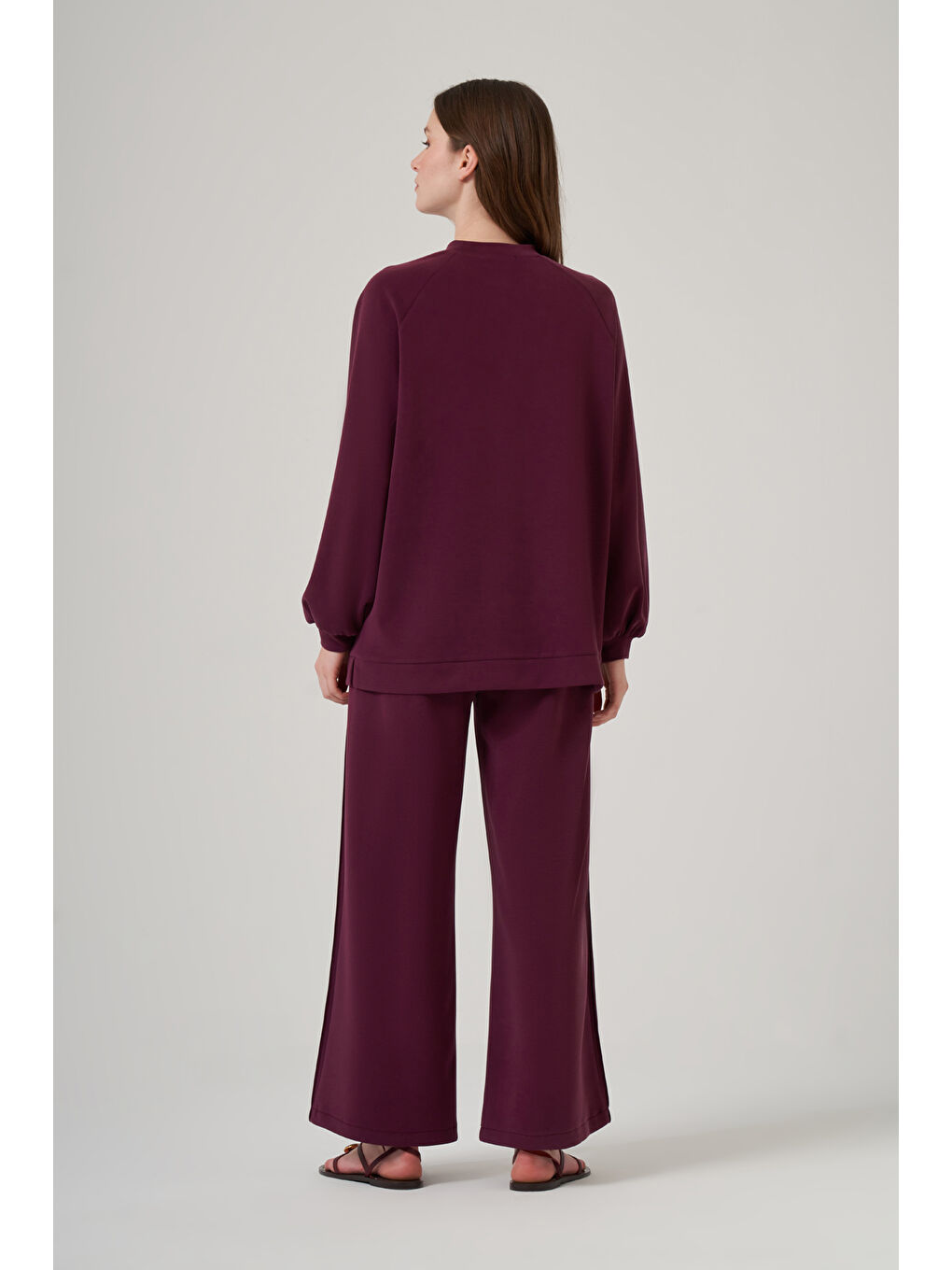 Taş Zımba Detay Tunik Pantolon Takım 1076 Mürdüm-4