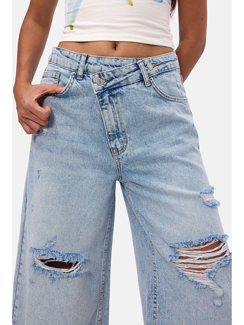 Mavi Kadın Ice 12s6-3 Kemer Detaylı Maxi Denim Bermuda Jort-3