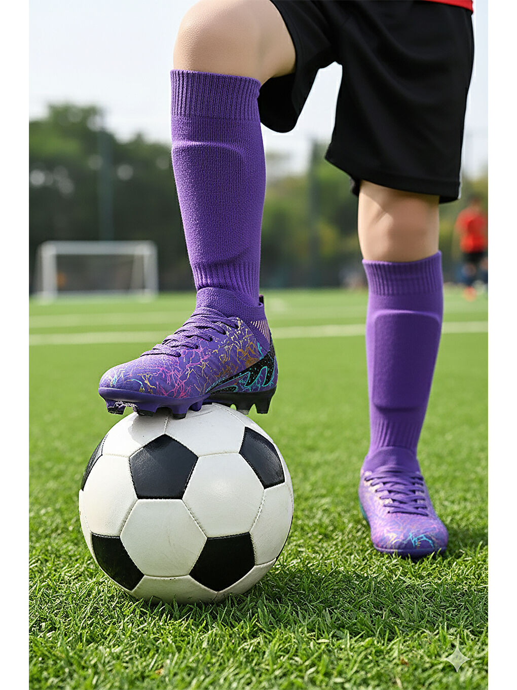 Mor Roger Boğazlı Krampon Çim Saha Erkek Çocuk Futbol Ayakkabı-2