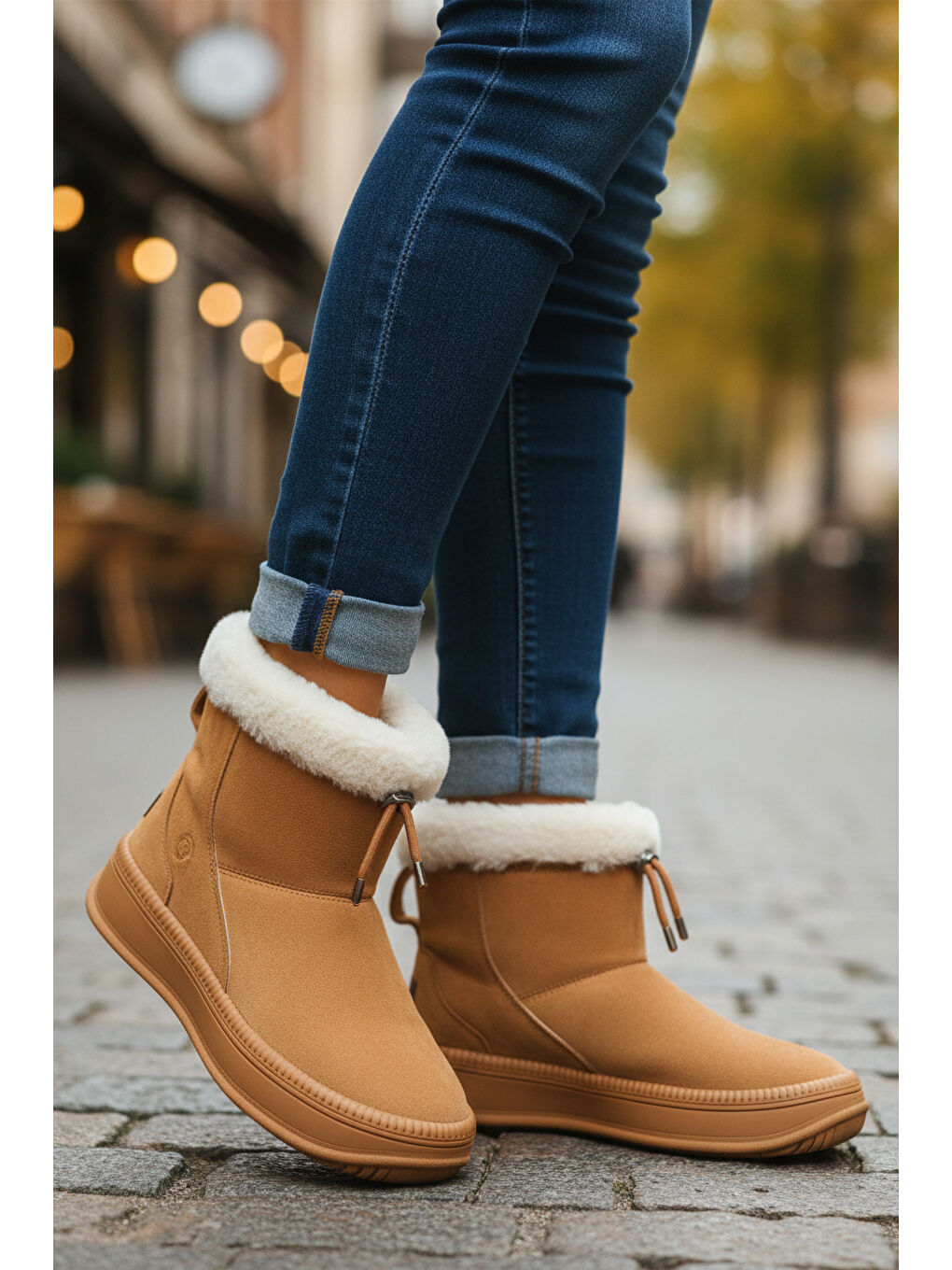 Kahverengi Taba Kürklü Kaymaz Soğuğa Dirençli Kadın Bot 25003 Z-2
