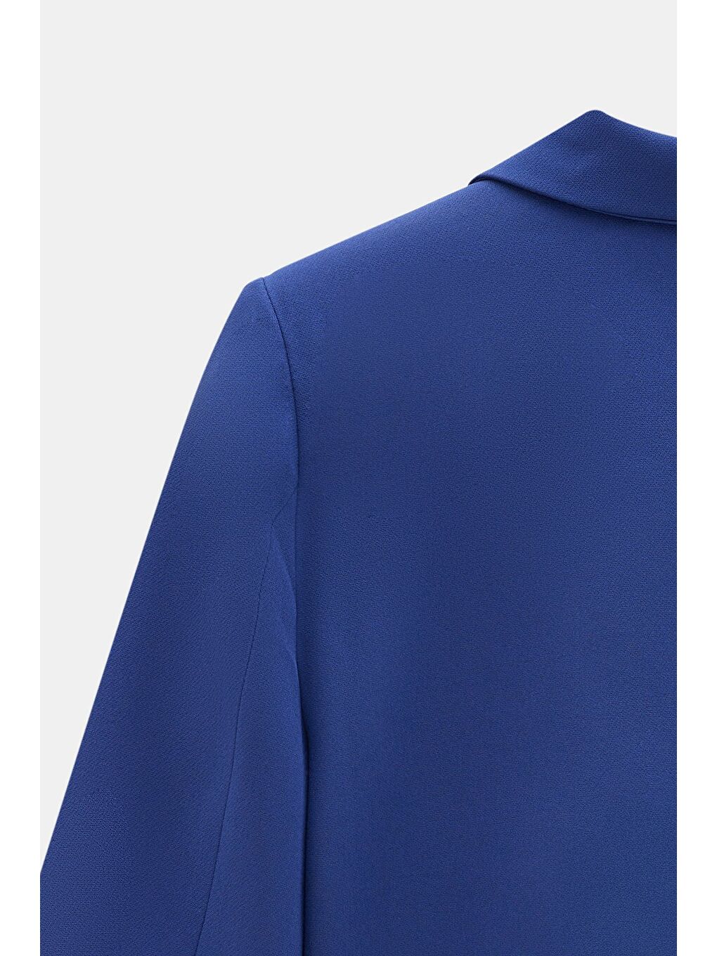 Lacivert Kadın Regular Fit Kruvaze Kapama Dokuma Crop Blazer Ceket -Şık & Spor-3