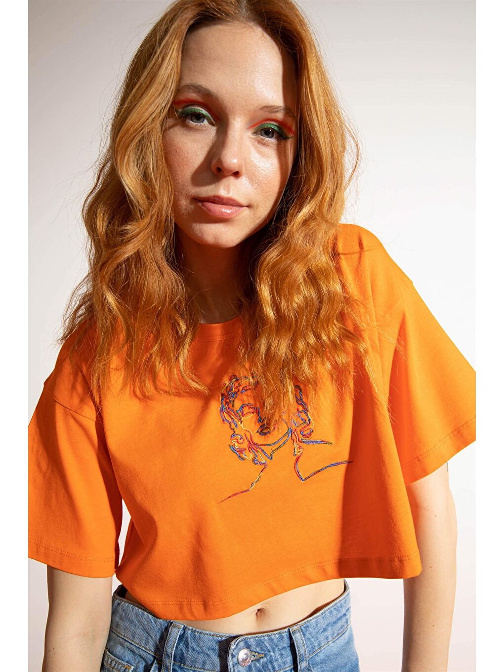 Kadın Kısa M.M. Turuncu T-Shirt-1