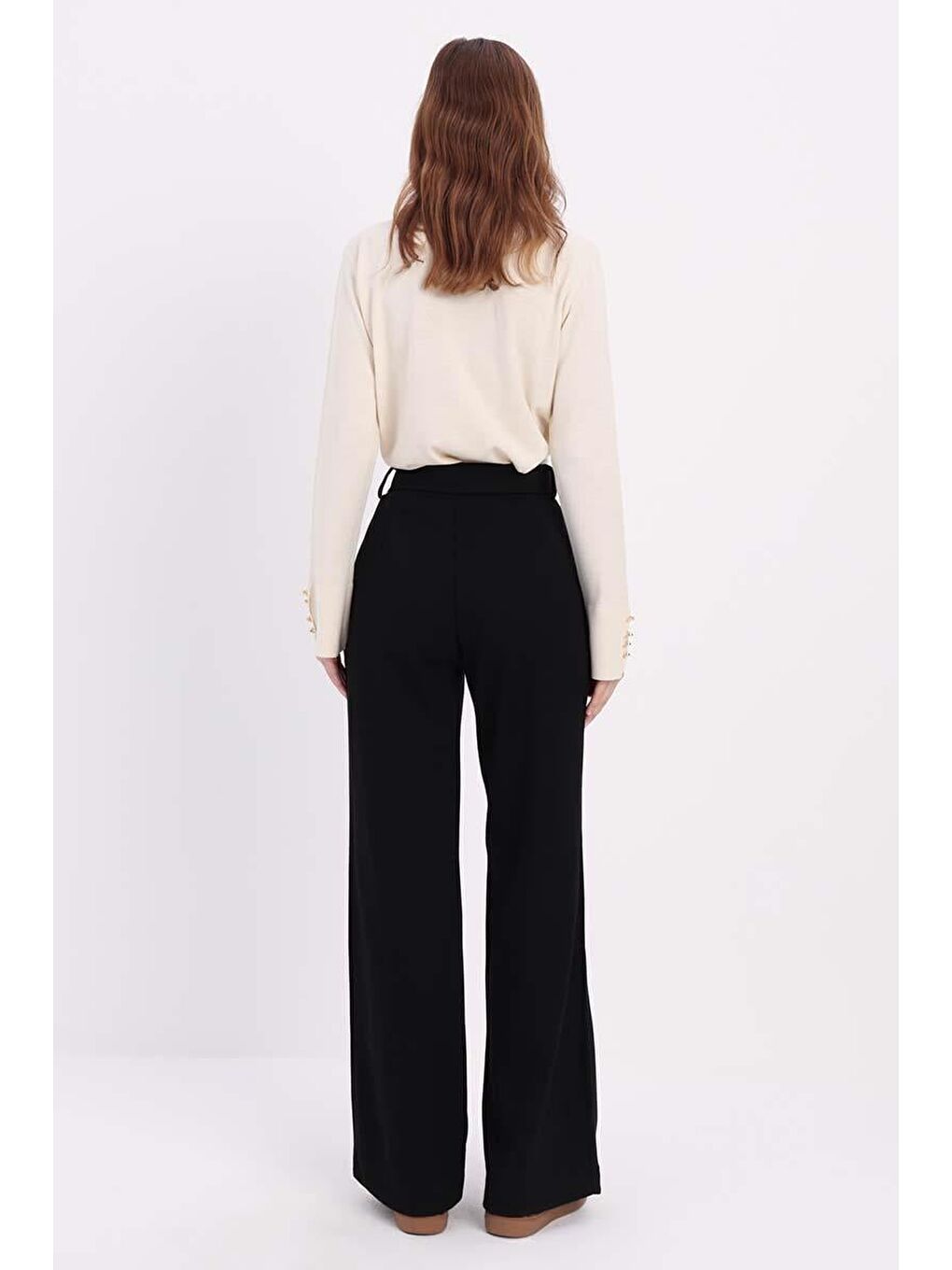 Siyah-Nevürlü Bol Paça Pantolon-3