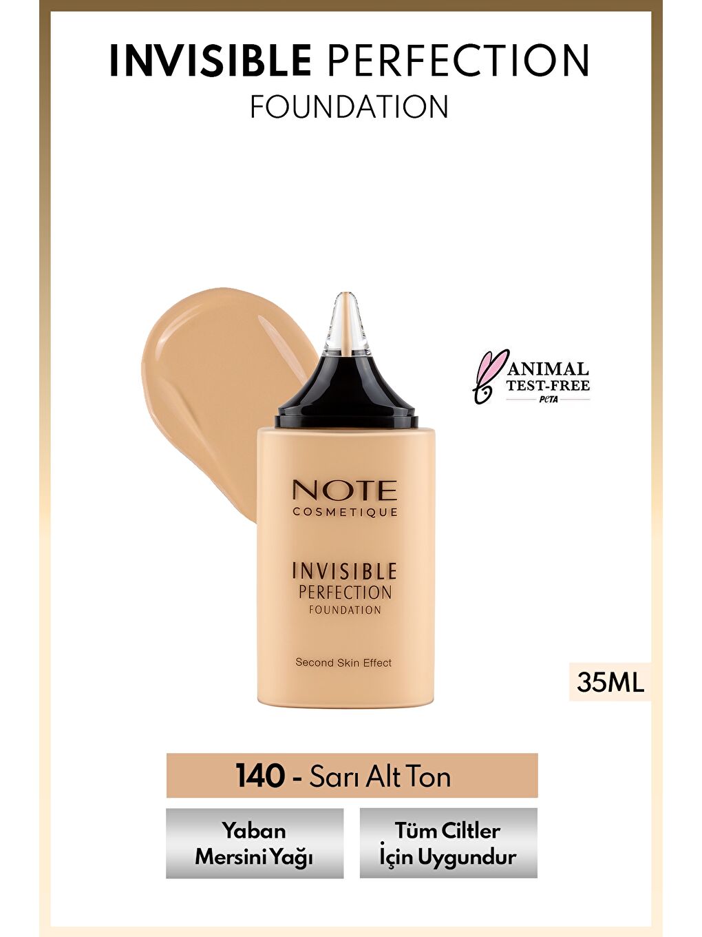 Invisible Perfection Foundation Hafif Yapılı Doğal Bitişli Fondöten - 140 Soft Linen