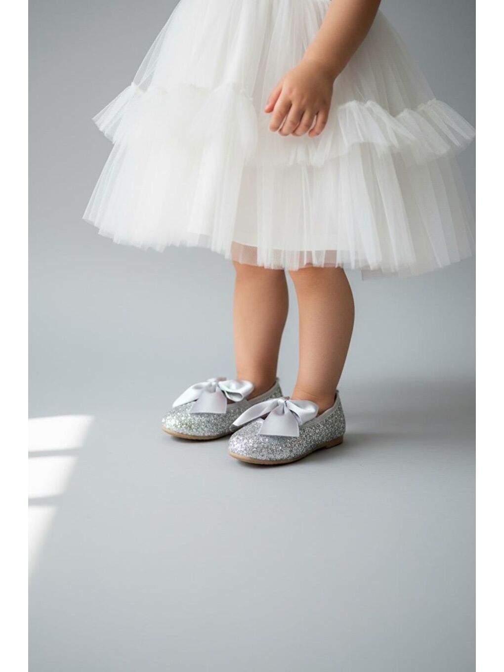 Beyaz Kız Çocuk Gümüş Babet