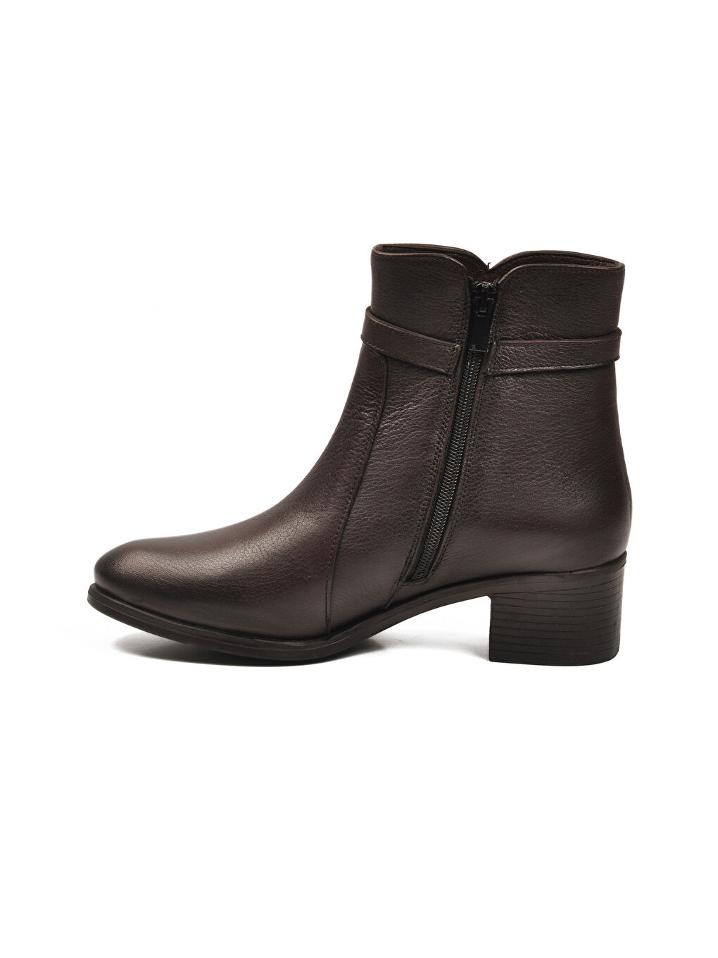 Kahverengi Kahve Hakiki Deri Fermuarlı İçi Polarlı Kadın Bot 24113-1 Z-3