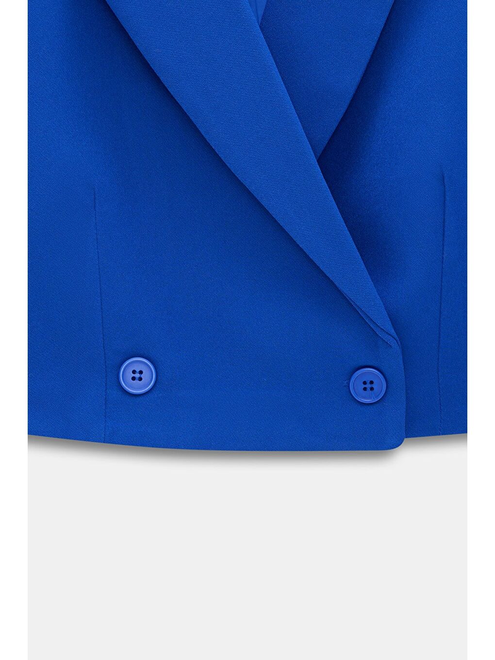 Saks Mavi Kadın Regular Fit Kruvaze Kapama Dokuma Crop Blazer Ceket -Şık & Spor-2