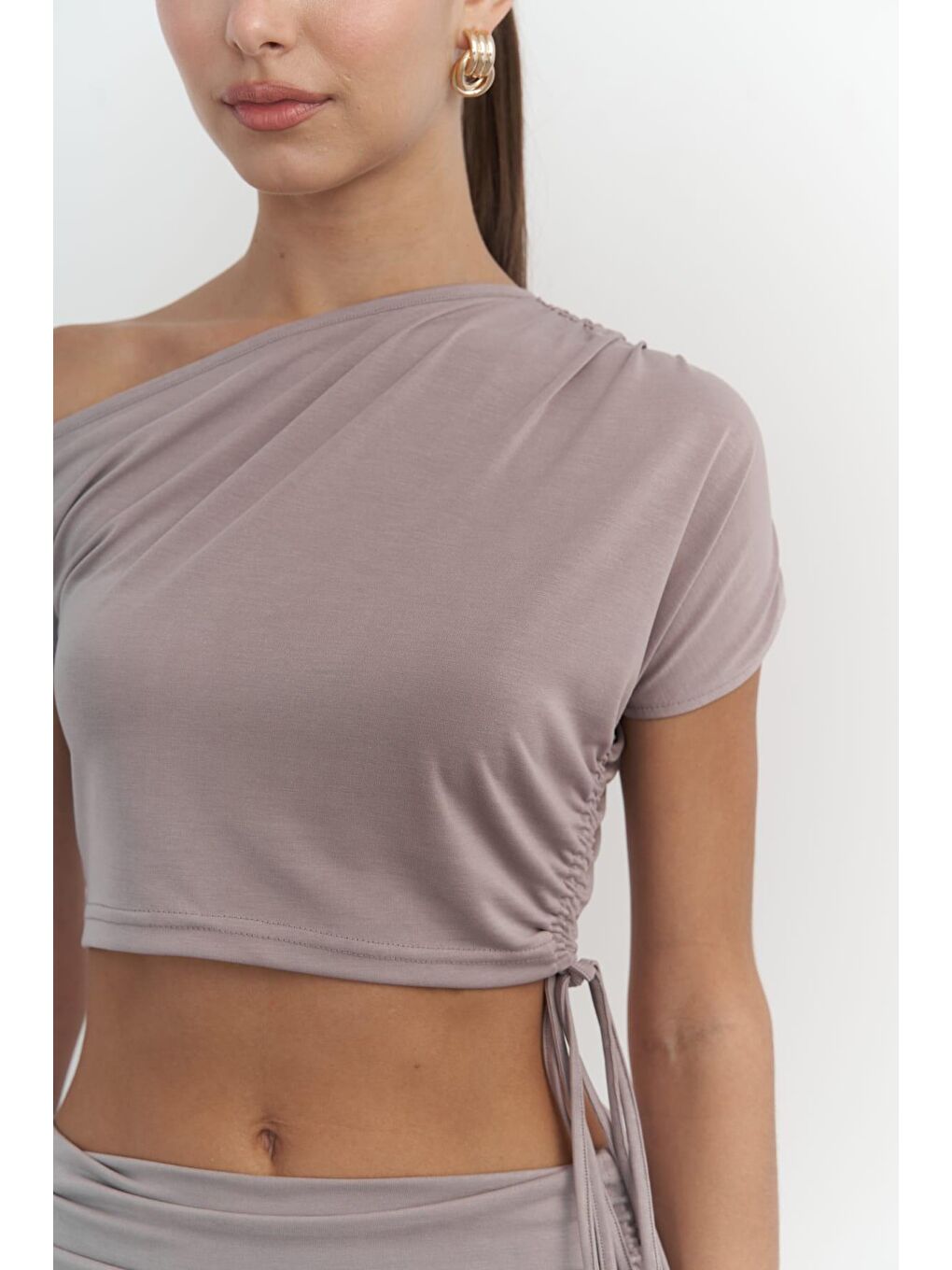 Ivan Büzgülü Lila Crop Etek Takım-4