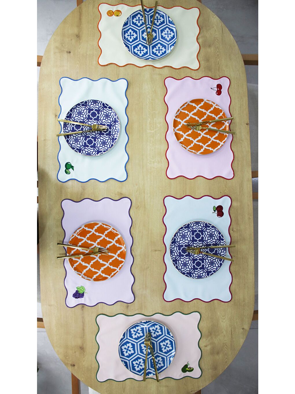 Juvi Üzüm Nakış Detaylı Amerikan Servis 30x45 cm - Mor Tasarım-2