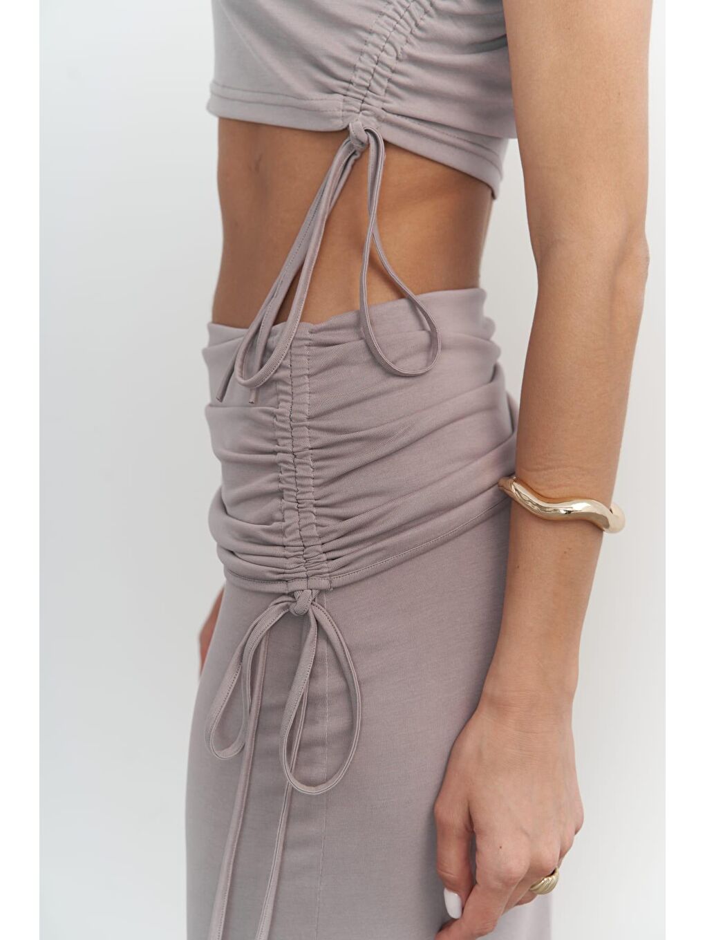 Ivan Büzgülü Lila Crop Etek Takım-6