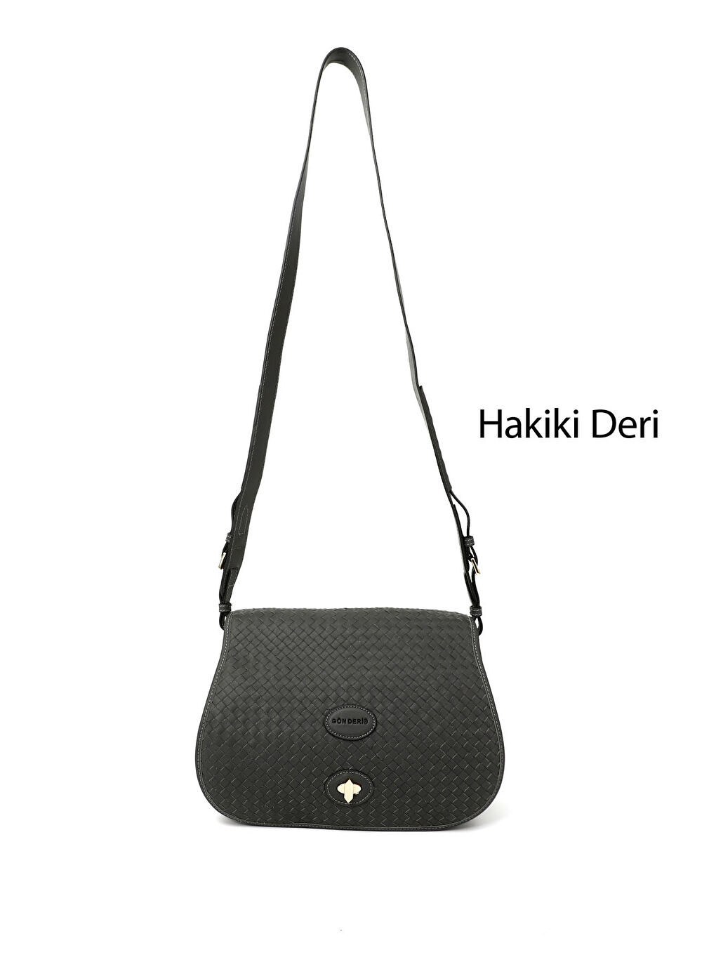 Gri Kadın GRİ BASKILI Hakiki Deri Uzun Askılı Hasır Örgü Omuz Çantası