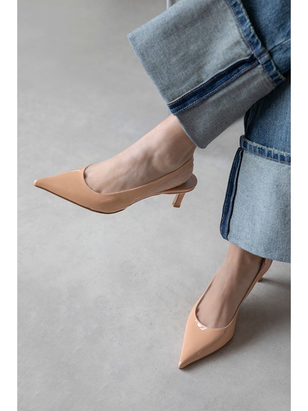 Pembe Molly Kadın Topuklu Rugan Ayakkabı Somon