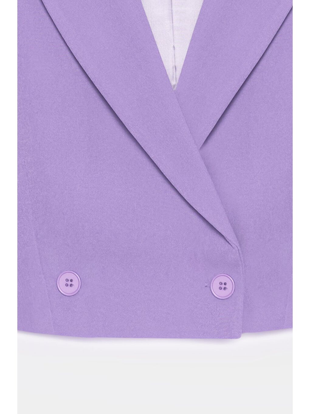 Lila Kadın Regular Fit Kruvaze Kapama Dokuma Crop Blazer Ceket -Şık & Spor-2
