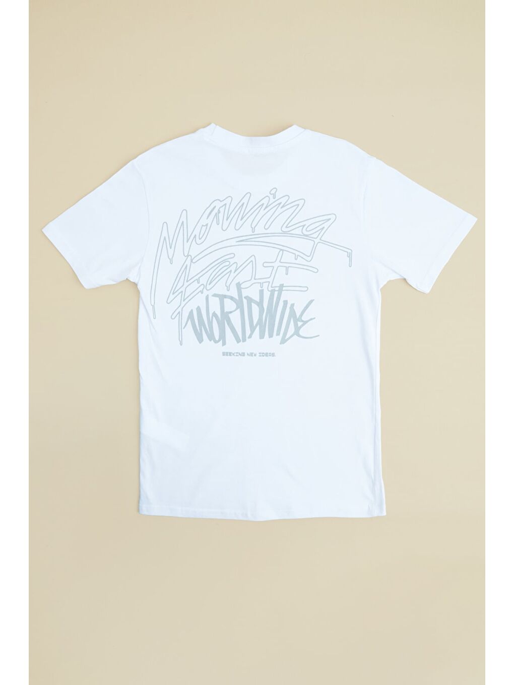 Beyaz Yazı Baskılı Bisiklet Yaka Erkek Çocuk Tişört-1