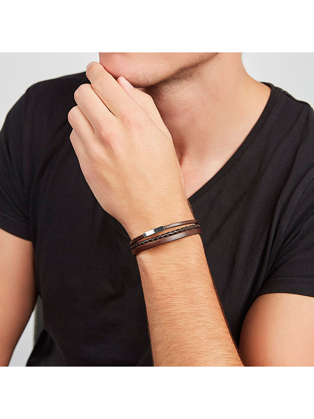 Kahverengi JF03323-040 Erkek Bileklik-2