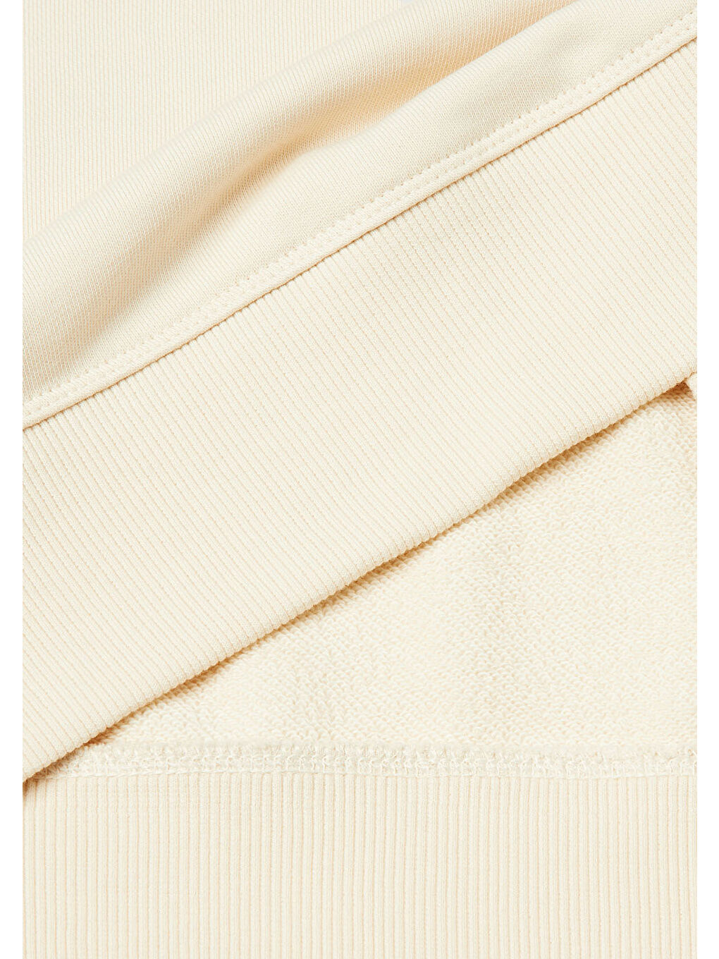 Ekru Kadın Krem %100 Pamuk Ribana Detaylı Bisiklet Yaka Sweatshirt-6