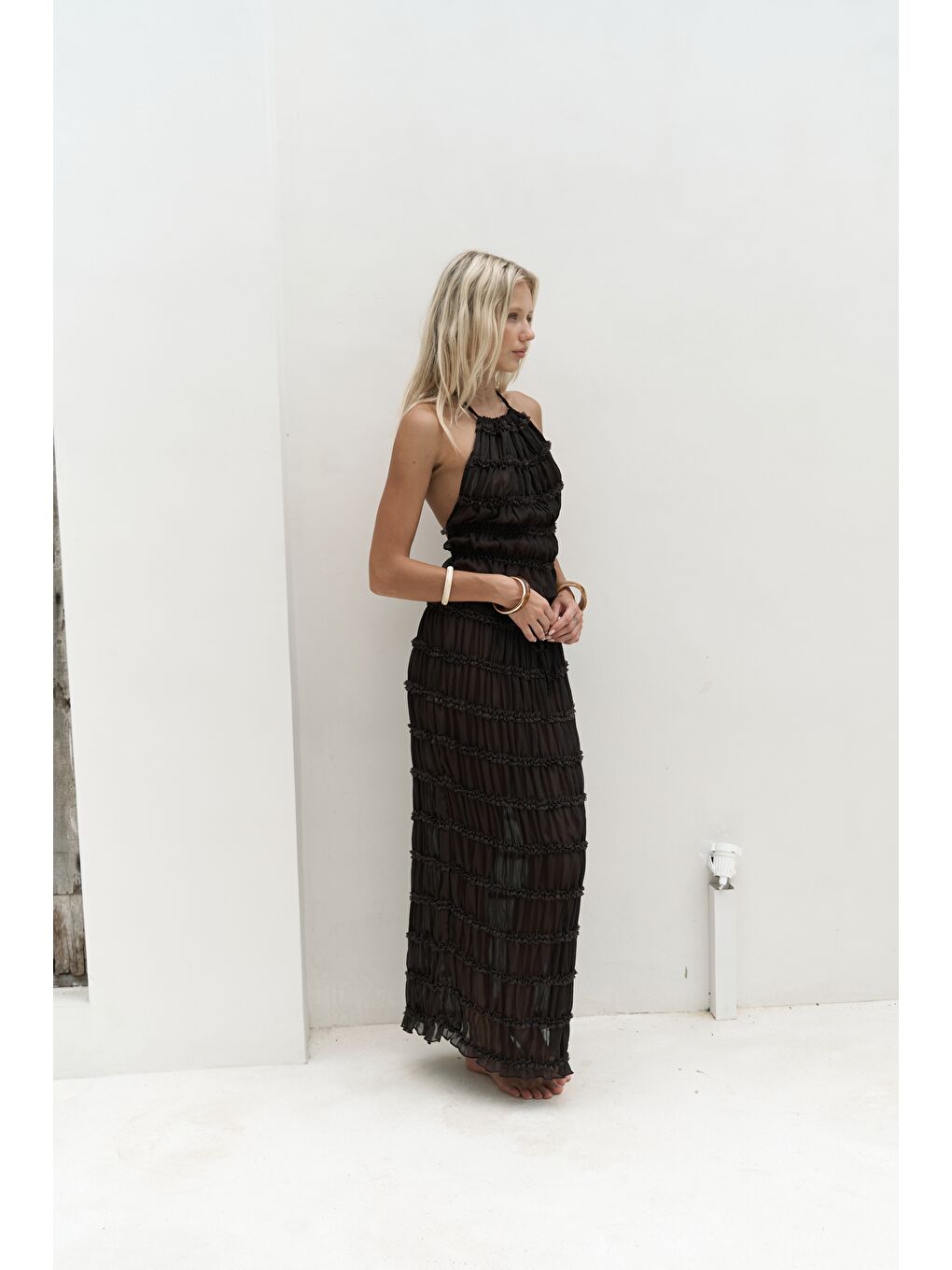 Kahverengi Sofi Transparan Kahve Crop Etek Takım-3