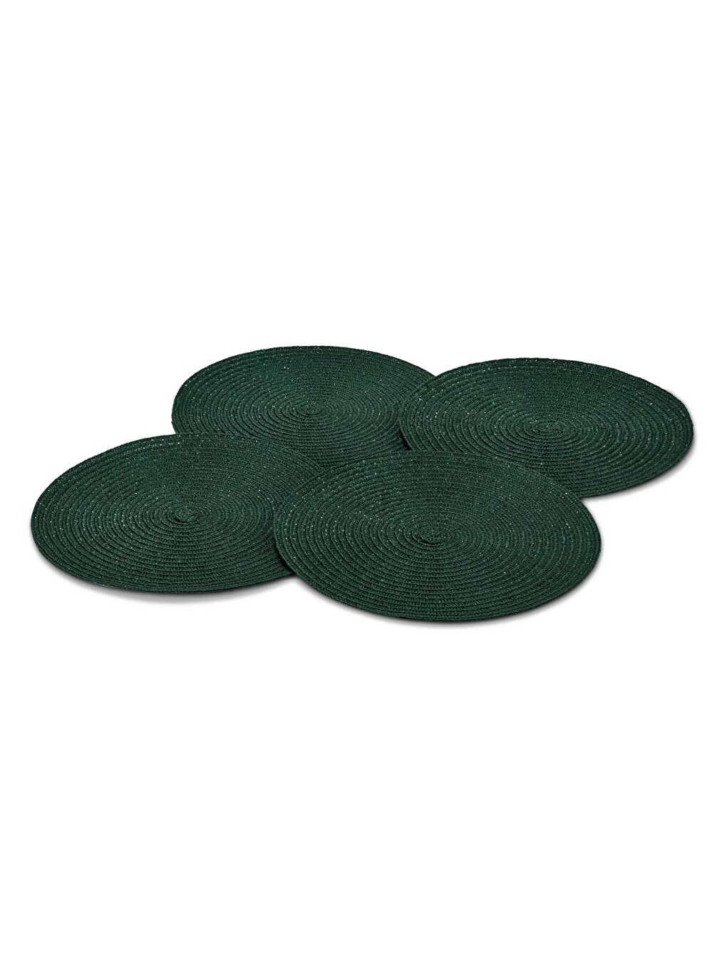 Renksiz Amerikan Servis, 4 Adet, Yuvarlak, Yeşil-1