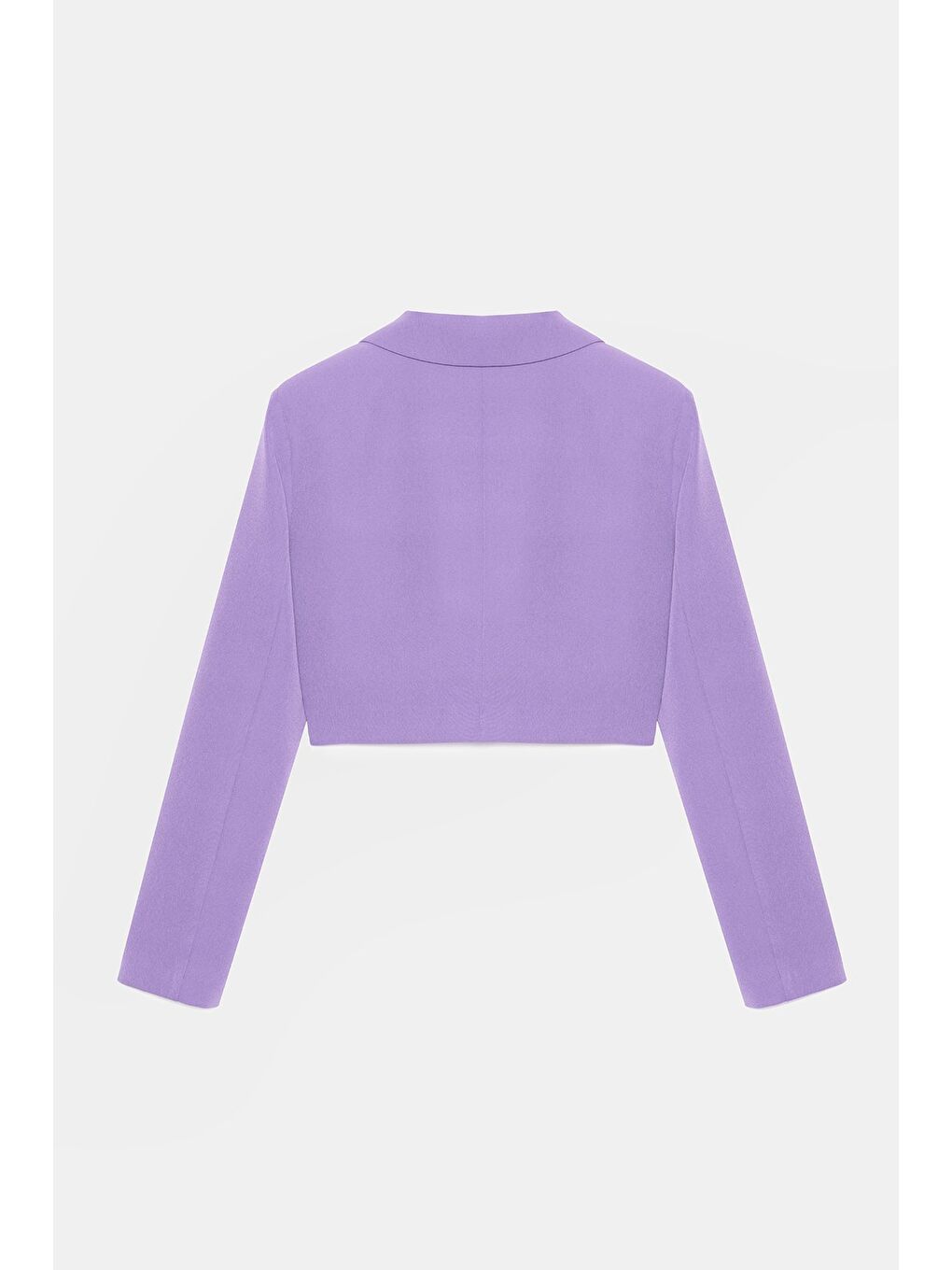 Lila Kadın Regular Fit Kruvaze Kapama Dokuma Crop Blazer Ceket -Şık & Spor-4