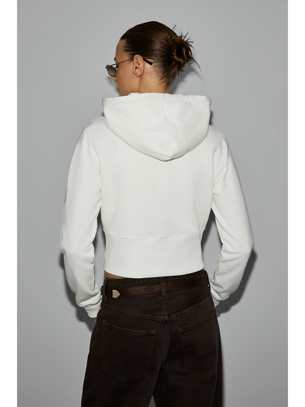 Iressıne Kadın Kapüşonlu Fermuarlı Uzun Kollu Regular Beyaz Sweatshirt-5