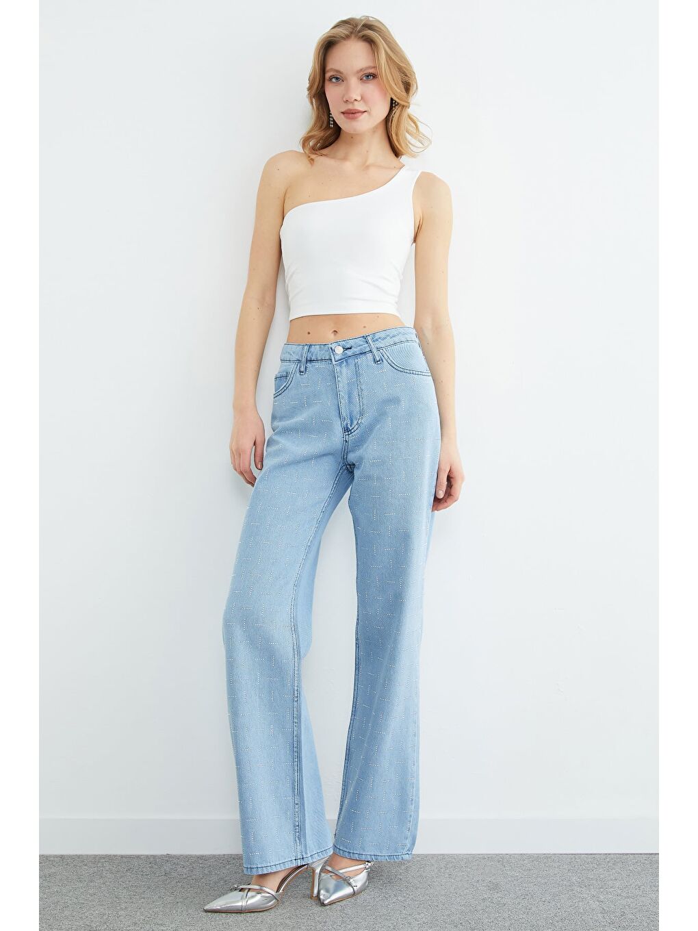 Mavi Taş İşlemeli  Palazzo Jean