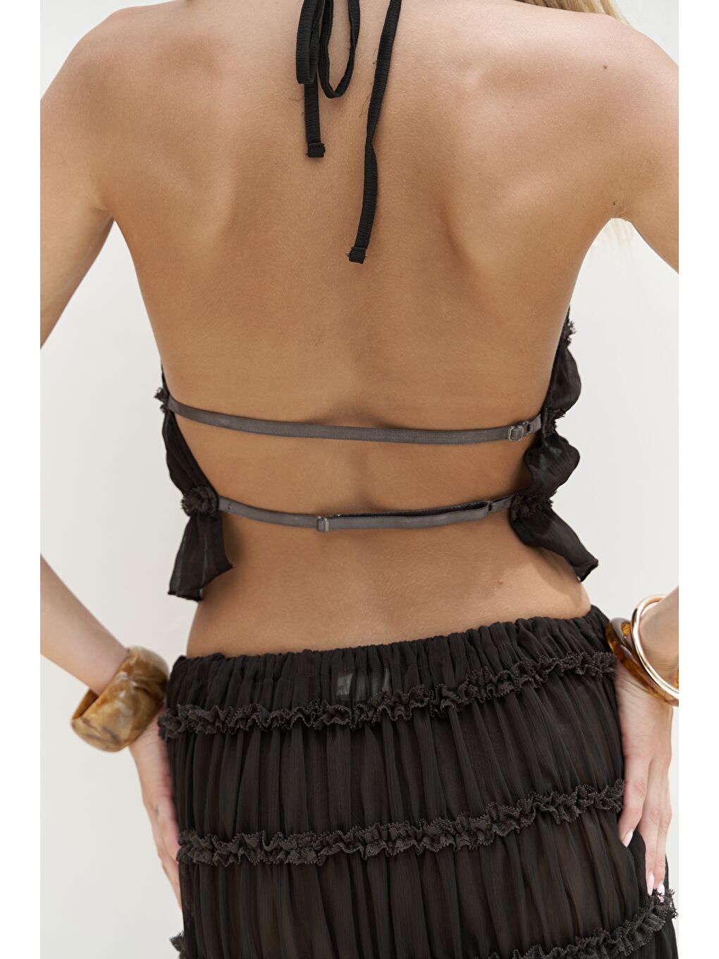 Kahverengi Sofi Transparan Kahve Crop Etek Takım-6