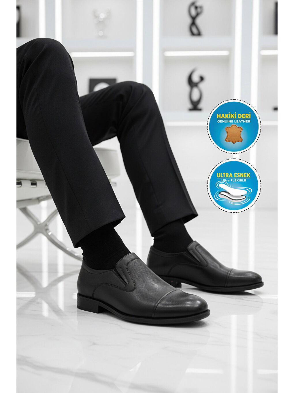 Premium Siyah Hakiki Deri Erkek Klasik Ayakkabı 692 M-2