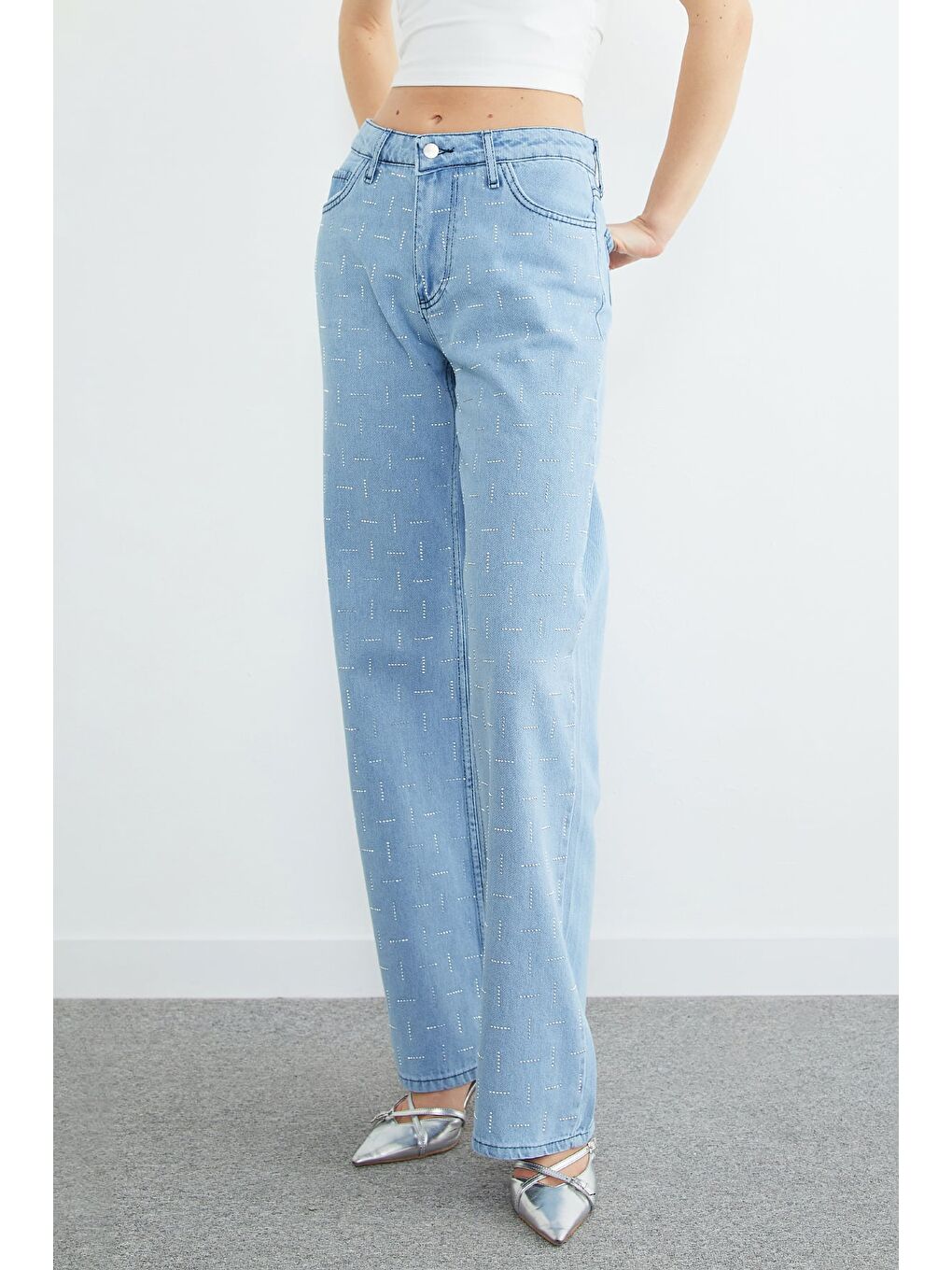 Mavi Taş İşlemeli  Palazzo Jean-1