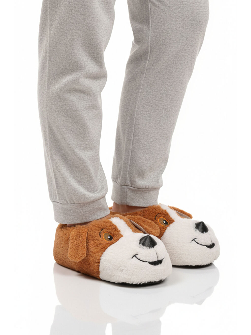 Kahverengi Açık Kahve Köpek Desenli Unisex Panduf 26K001