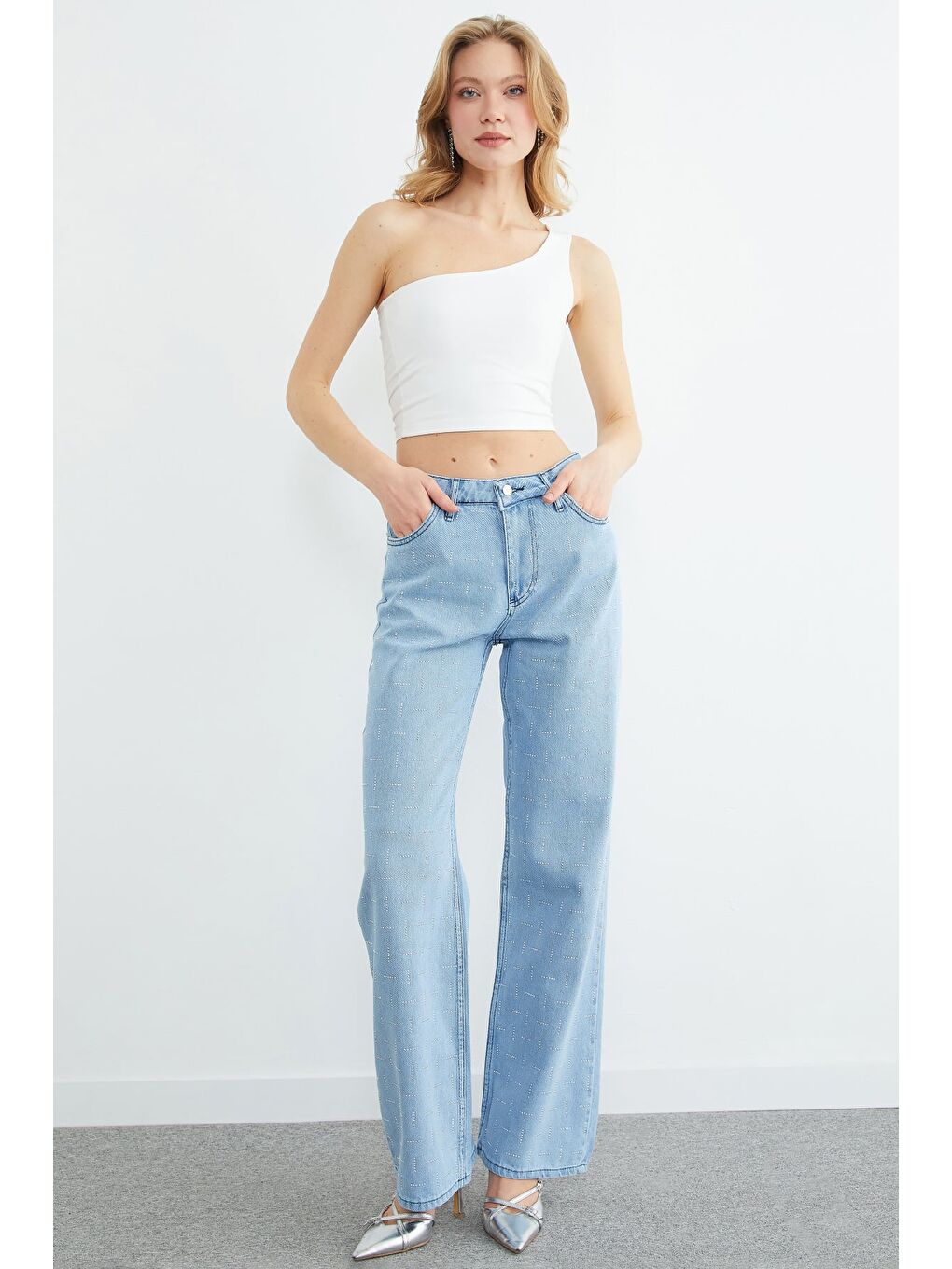 Mavi Taş İşlemeli  Palazzo Jean-2