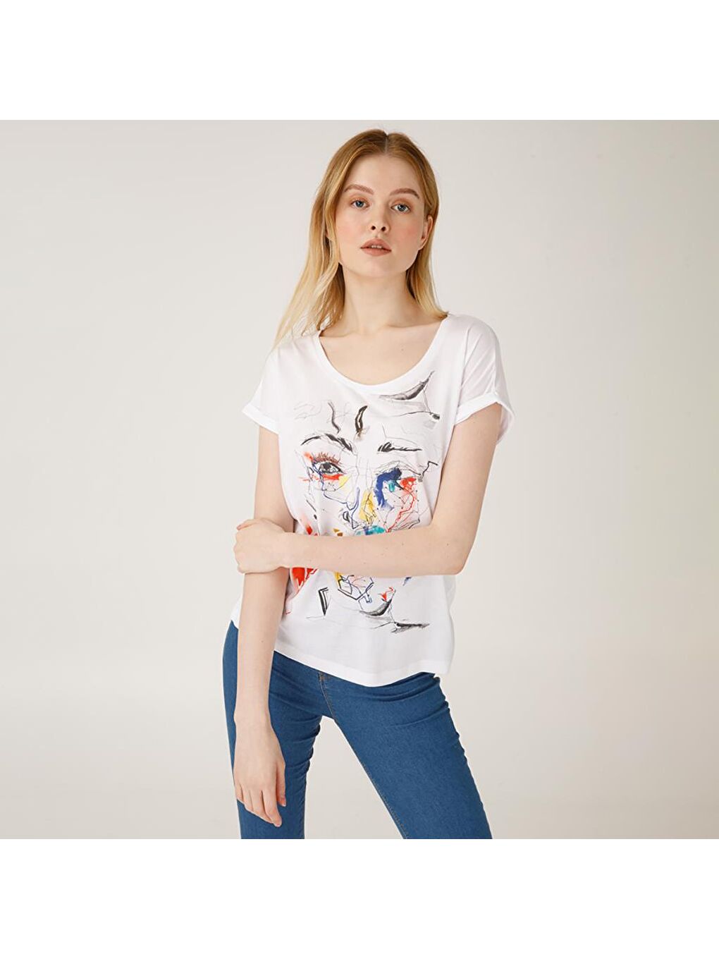 Beyaz Red Face T-Shirt-4