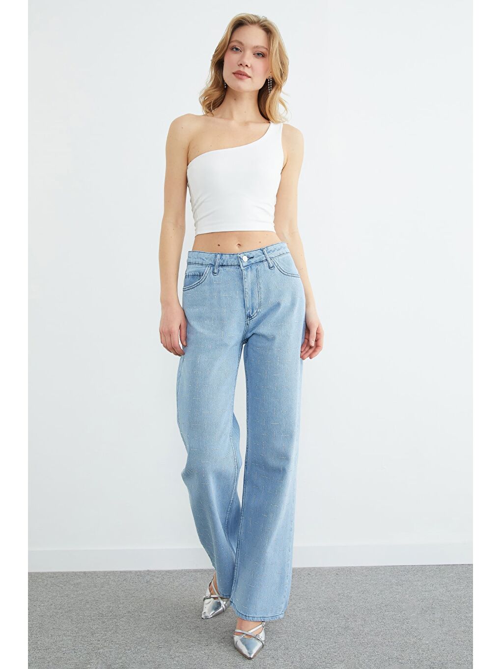 Mavi Taş İşlemeli  Palazzo Jean-3