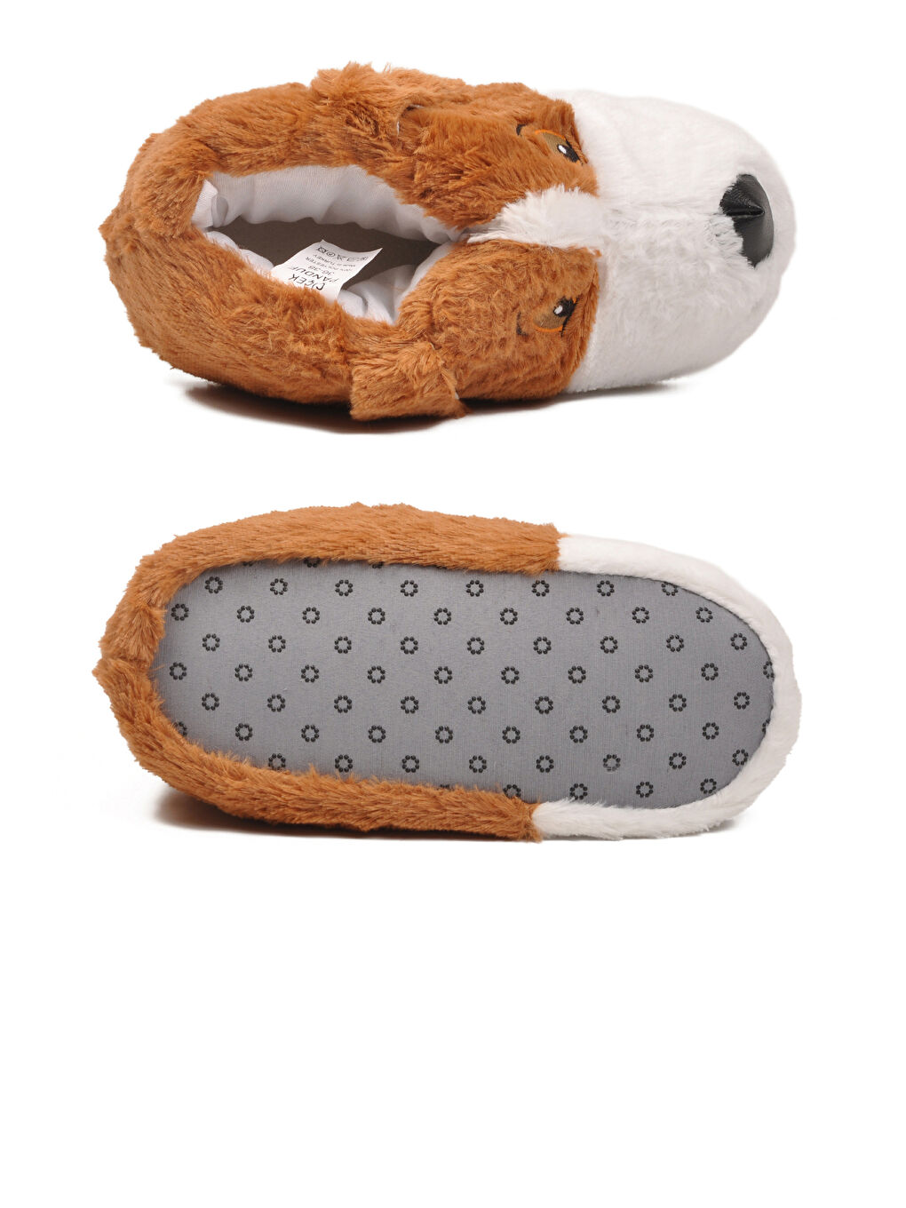 Kahverengi Açık Kahve Köpek Desenli Unisex Panduf 26K001-4