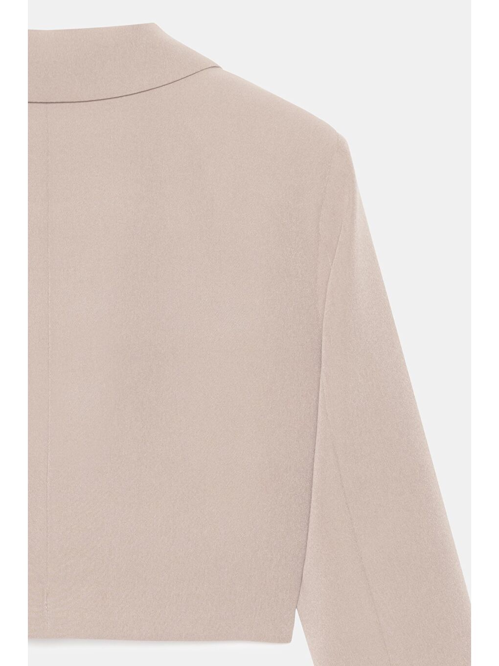 Bej Taş Kadın Regular Fit Kruvaze Kapama Dokuma Crop Blazer Ceket -Şık & Spor-3