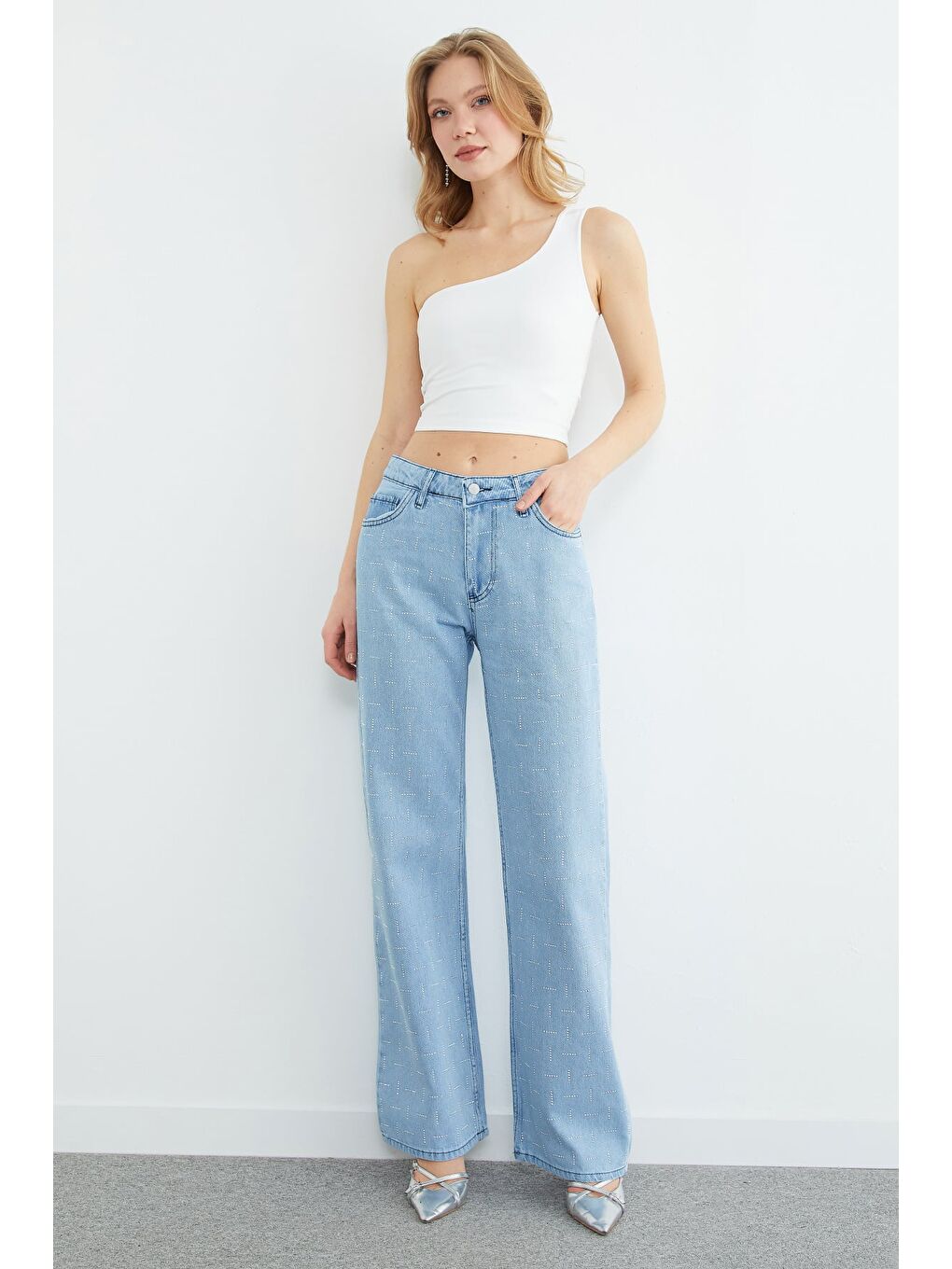 Mavi Taş İşlemeli  Palazzo Jean-4